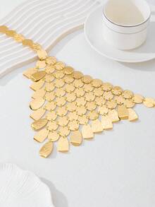 1 chiếc vòng cổ kiểu dáng Trung Đông thời trang dành cho nữ, đính kim sa, họa tiết hình học và da báo, thanh lịch cho các bữa tiệc. - vòng cổ đính kim sa - Xem 5