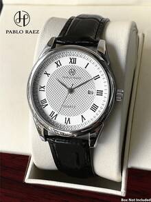 PABLO RAEZ 1pc Casual Men's Watch, Men's Business Watch, Stainless Steel Luxury Black Comfortable PU Leather Strap, Fashionable Roman Numeral Dial With Date Calendar Display, 50M Water Resistant, Top New AAA Grade Men's Quartz Watch, Exquisite Teacher Gift Suitable For Daily Life/Work/Party Decoration, Friend Or Family Gift, Time Dress Watch, Birthday Graduation Wedding Gift - one-size - View 13