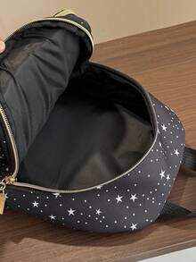1 pieza Mochila compacta casual de nailon negro, versátil y de moda, adecuada para uso diario de mujeres, citas, salidas y viajes - Negro - Ver 6