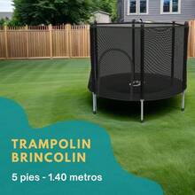 Brincolín Trampolín Infantil con Red de  Resistente| 6 Patas y 30 Resortes con Amortiguación| 140 de Diámetro - Negro - Ver 4