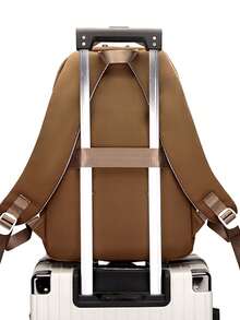 1pc 3D Capybara Embroidery + Transparent PVC Window Nylon Waterproof Large Capacity Multi-Compartment Zipper Closure Cute & Playful Backpack, Suitable For Students And Daily Commute - Multicolor - View 7