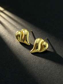 French Retro Gold Foil Earrings, Light Luxury Style Stainless Steel Earrings And Gold Jewelry, Exquisite And Versatile Earrings, Stainless Steel Rust-Proof Jewelry, Suitable For Daily Gatherings, Weddings And Events - Multicolor - View 3