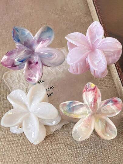 4pcs/1pc Women 2.87in/7.3cm Pink, White, Purple Ombre Gradient Color Oversized Flower Hair Clips, Fashionable, Versatile, Elegant, Minimalist Design Hair Accessory Suitable For Daily, Casual, Party, Commute, Beach, Holiday, Bun, Ponytail, Face Washing, Makeup Outfit Matching Hair Claws Claw Clips Hair Jaw Clip Hair Clamps Hair Clutch Hair Catcher Clip, School Stuff, College, Purple Accessories Fall Winter Hair Accessories For Women For Vacation Outfits Woman Summer
