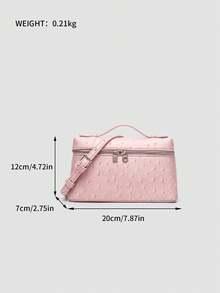 1 pieza Bolso de hombro cuadrado de unicolor con textura de piel de Litchi, pequeño bolso de mano para mujer, adecuado para combinar con diaria, salidas, compras, fiestas, bolso de v - Rosa 2 - Ver 10