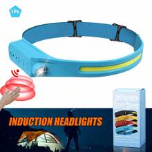 1 Stück Wiederaufladbarer LED+COB Stirnlampe - Multifunktional, Hochleistung, Bewegungssensor, 5 Beleuchtungsmodi, wasserdicht, Typ-C Aufladung, Mehrzweck Outdoor Beleuchtung für Camping, Wandern, Angeln, Laufen - Verschiedenfarbig - Übersicht 11