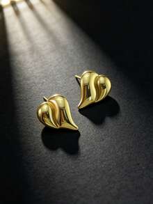 French Retro Gold Foil Earrings, Light Luxury Style Stainless Steel Earrings And Gold Jewelry, Exquisite And Versatile Earrings, Stainless Steel Rust-Proof Jewelry, Suitable For Daily Gatherings, Weddings And Events - Multicolor - View 2