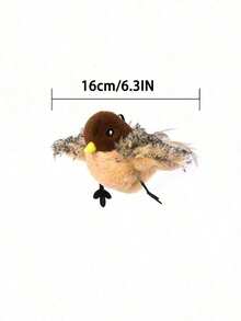 1件隨機顏色貓咪玩偶，互動逼真羅賓鳥，可拍動翅膀、帶羽毛、彈性繩懸掛、自動鳴叫，自玩麻雀鳥毛絨寵物玩偶，貓咪尖叫玩偶，互動寵物模擬鳥玩偶 - 彩色 - 查看 4