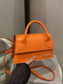 1 buah Tas Tangan Wanita Baru Berkualitas Tinggi, Desain Penutup, Tas Persegi Kapasitas Besar, Cocok untuk Belanja, Kencan, Semua Musim, Tas Bahu Serbaguna Minimalis Bergaya dengan Tali yang Dapat Dilepas dan Disesuaikan - Jeruk - View 6