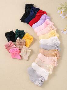 20/10/6/1 双装随机颜色女婴蝴蝶装饰舞蹈袜，采用独特的宽松蕾丝边设计，不束缚，弹性泡泡袜口，适合 0-36 个月宝宝参加派对和作为礼物穿着。这些可爱的袜子采用舒适透气的面料制成，柔软舒适，可搭配各种服装和裙子，是完美的 情人节礼物。 - 彩色 - 查看 6