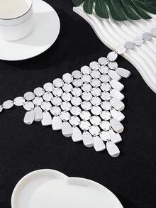 1 chiếc vòng cổ kiểu dáng Trung Đông thời trang dành cho nữ, đính kim sa, họa tiết hình học và da báo, thanh lịch cho các bữa tiệc. - vòng cổ đính kim sa - Xem 9