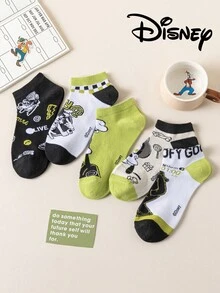 Disney 5双装女士短袜礼品套装，夏季袜子，米奇、米妮、唐老鸭、黛丝卡通图案，舒适透气时尚袜子 - 彩色 - 查看 3