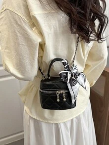 2026新款批发独特高品质化妆盒、迷你口红包、单肩斜挎包，女士适用 - 黑色 - 查看 5