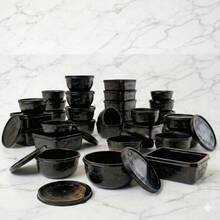 kit 21 potes para casa cozinha formatos quadrado redondo e retangular - Preto - Visão 2
