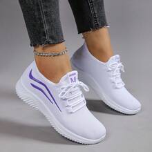 Women's Breathable Mesh Sneakers, Non-Slip Soft Bottom Comfortable Lightweight Running Shoes, Versatile Spring/Summer New Arrival - White - View 2