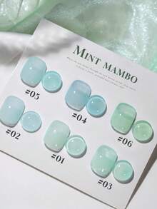 Mec 12ml Icy Jelly Sheer Gel Polish, 6 Shades Summer Fresh Translucent Nail Gel, Crystal Clear Mint Blue Green Finish, UV/LED Soak Off Chip Resistant Salon Quality For Japanese Style Summer Nail Art - Multicolor - View 4
