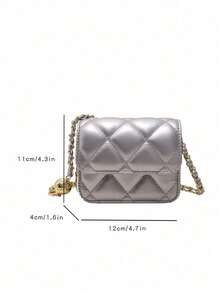 Dedoo Popular Spring/Summer Premium Quality Mini Lipstick Bag, Chain Shoulder Strap, Shoulder Or Underarm Dual Use - Silver - View 10
