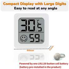 1/3pcs Mini Home Dehumidifier Thermometer, Micro Digital Indoor Temperature Humidity Meter, High Precision Moisture Monitor With Large LCD Display, Compact Stylish Design, Button Battery Powered, Suitable For Home, Teenager Room, Pet, Car And Office - Thermometer and Hygrometer - View 7