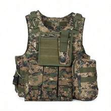 适用于气枪/彩弹射击的军用战术背心，MOLLE模块化系统战争游戏作战背心 - 彩色 - 查看 15