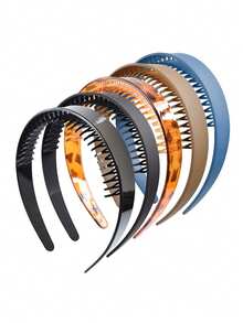 5件套女士齿状宽发箍，防滑增发发饰发带发箍 - 彩色 - 查看 2