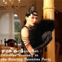 Marabou Black Feather Fan - Renaissance FanRave Fan Hand Fan Foldable Marabou Feather Fan For 1920s Gatsby Party Clothing Accories And Party Decorations Black - Black - View 4
