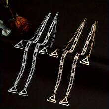 2pcs Minimalist Fashion Crystal Metal Chest Strap, Crystal Bustier Strap, Off-Shoulder Body Chain - Silver 2PCS - View 5