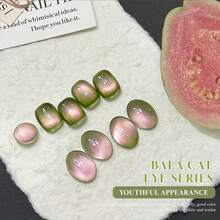 MIANEL 12ml 春夏新品热销石榴猫眼凝胶指甲油，2026新款流行闪亮绿色玻璃珠猫眼凝胶指甲油，适用于绿色、粉色、蓝色指甲和脚趾甲，可在美甲沙龙使用，需UV灯固化 - 彩色 - 查看 4