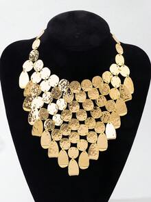 1 chiếc vòng cổ kiểu dáng Trung Đông thời trang dành cho nữ, đính kim sa, họa tiết hình học và da báo, thanh lịch cho các bữa tiệc. - vòng cổ đính kim sa - Xem 11