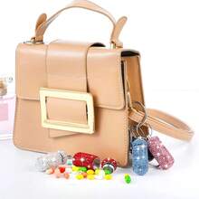 Estuche brillante para pastillas, contenedor de viaje portátil para pastillas con diamante de imitación, pequeño soporte para pastillas con llavero, caja de almacenamiento de pastillas mini y linda - Unitalla - Ver 6