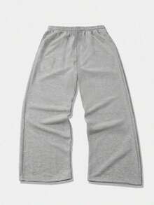 Gothic Style Printed Straight-Leg Sweatpants, Loose Fit, Unisex, Streetwear Casual, Comfortable Sports Wear, Trousers - Màu Xám nhạt - Xem 3