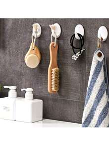 5pcs/10pcs Reusable Oval Sticky Wall Hooks, Heavy Duty Practical Hanging Hooks For Room, Home, Kitchen, Bathroom, Bedroom Decor - View 7