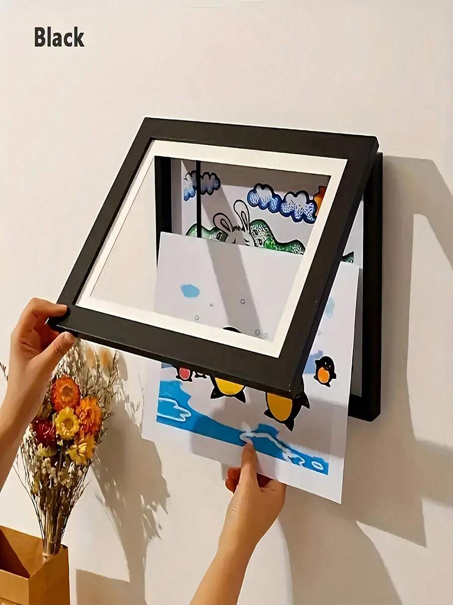 2-Piece A4 Wooden Photo Frame With Front Opening, Folding Wall-Mounted Art Frame, For Changing Photos, Displaying Paintings, Family Photos, Perfect Home Decoration. - 2pcs - 查看 1