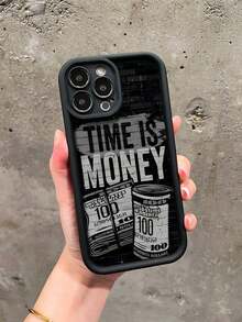 1pc Black Stylish "Time Is Money" Personalized TPU Thick Shockproof Phone Case Compatible With Iphone 11/12/13/14/15/16/13 Pro Max/14 Pro Max/16 Plus/17 Pro Max/17 Air, Street Style Protective Cover For Men - 型號2(1台) - 查看 3