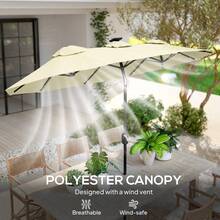 Bestluckw 9.7FT Outdoor Double-Sided Patio Umbrella, Outdoor Umbrella With Tilt And Crank, LED Solar Light And 12 Ribs, Cream White - Cream White - 查看 6