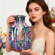 LaoJieYuan 2026 New Style Wooden Blue Pink Diamond Painting Vase Diamond Painting Tabletop Ornaments Kit Rhinestones Desktop Ornaments For Adults Beginner Diy Crafts Diamond Art Painting Christmas Decorations - Style 7 - Requires You to Apply the Rhinestones Yourself - View 2