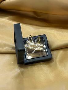 LADYCOCO 1 Pair Fashionable Elegant Minimalist Luxury High-End Copper Inlaid Cubic Zirconia Pendant Earrings, Suitable For Women's Daily Wear (Comes With Anti-Oxidation Box) - Gold - View 6