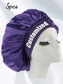 Personalized Custom Text Silk Hair-Like Soft Sleep Hat, Wide-Brim High Elasticity Head Cover, Beauty Shampoo Cap, Hair Protection Headband, Ladies Sleep Cap, Gift For Wife And Best Friend. - Multicolor - View 12