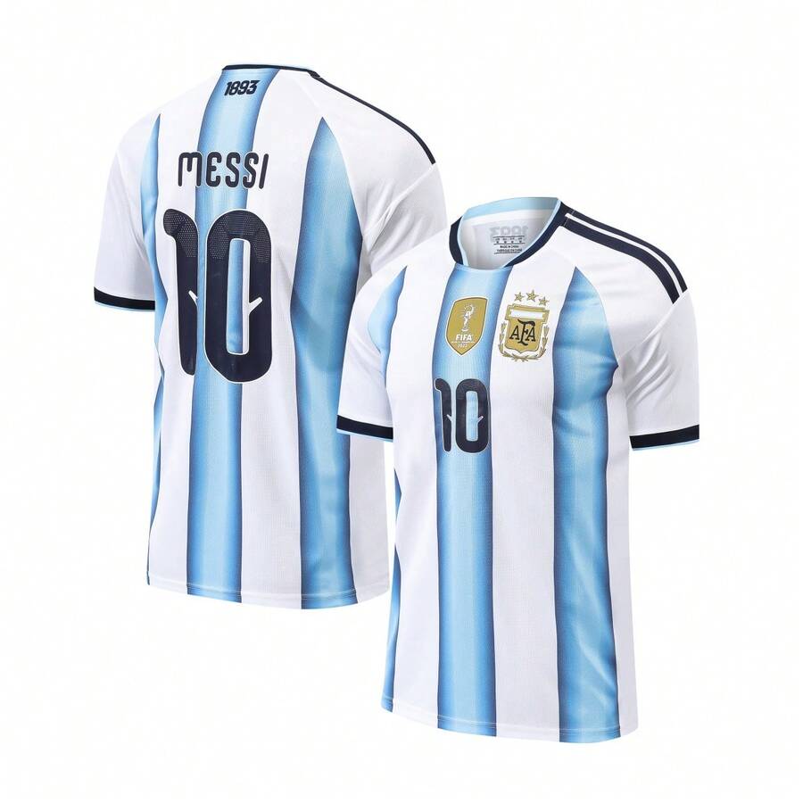 Argentina National Team 2026 World Cup 10 M Essi Fan Jersey – Comfortable Short Sleeve Football Shirt For Fans - 藍色 - 查看 1
