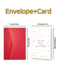 1pc Best Friend Birthday Card For Her, Cute Bestie Birthday Greeting Card, Personalized Friend Birthday Card, Includes Envelope, Sweet & Fun Design - Multicolor - View 4