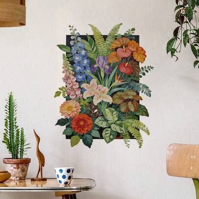 Spring Vibrant Beautiful Leaf Pattern Plant Wall Sticker, Self-Adhesive And Waterproof, Suitable For Decorating Bedroom, Living Room, And Bathroom Walls, Enhancing Home Aesthetics Bathroom Deco