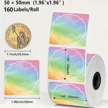 50x50mm Gradient Colorful Floral Edge Waterproof Label Paper, Suitable For M110 M220 M221 M120 M200 Label Printers, Thermal Label Stickers For DIY, Design, Jewelry, Cosmetics, Kitchen Food Labeling - View 4