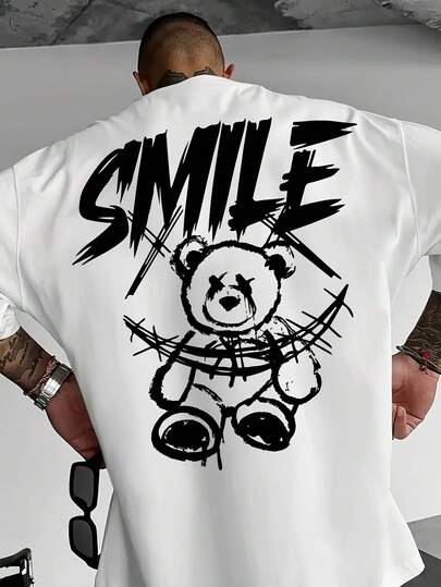 Men's Round Neck Short Sleeve Letter Print Casual T-Shirt