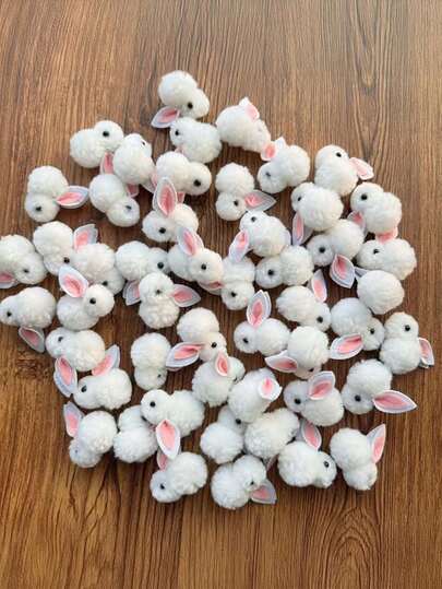 30 pièces Appliques en tissu de lapin blanc - Kit artisanal de lapin de Pâques DIY convenant pour les couronnes de printemps, les douches, les vêtements et les décorations - 30 pièces individuelles avec des lapins blancs, sans cadre inclus