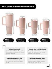 30盎司防漏保温杯，带手柄和可折叠吸管，双层真空隔热，冷热饮皆宜，简约旅行杯 - 多色/30oz - 查看 10