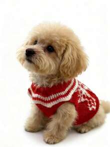 Cute & Warm Pet Sweater, Autumn/Winter Clothing For Cats & Dogs - Red - View 1