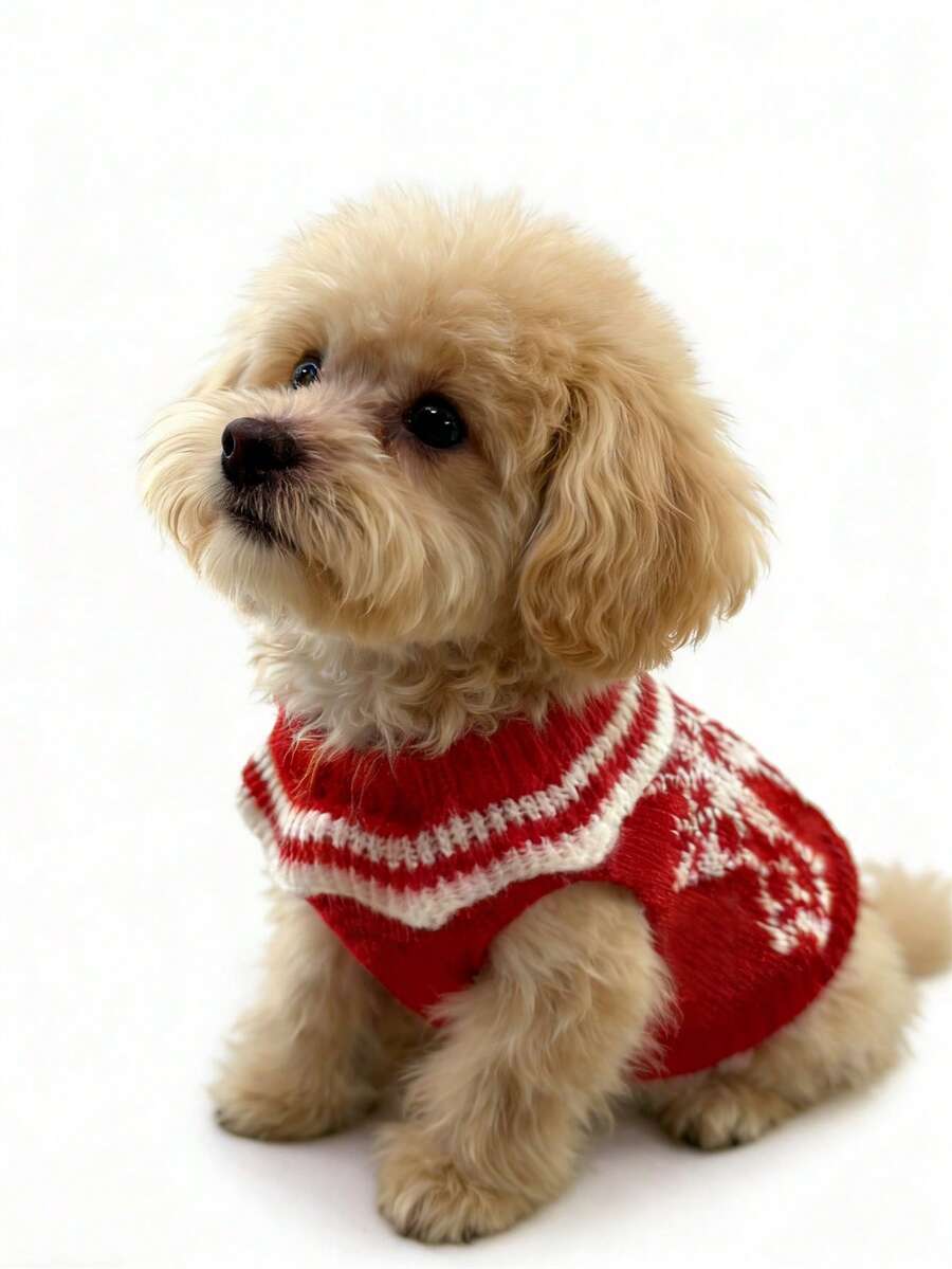Cute & Warm Pet Sweater, Autumn/Winter Clothing For Cats & Dogs - Red - View 1