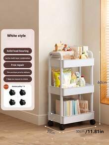360° Rotating Mobile Storage Cart With Adjustable Shelves, Multi-Tier Organizer Rack For Kitchen, Bedroom, Outdoor Camping, Storage, Room Decor, Kitchen Supplies, Bathroom Accessories - Multicolor - View 6