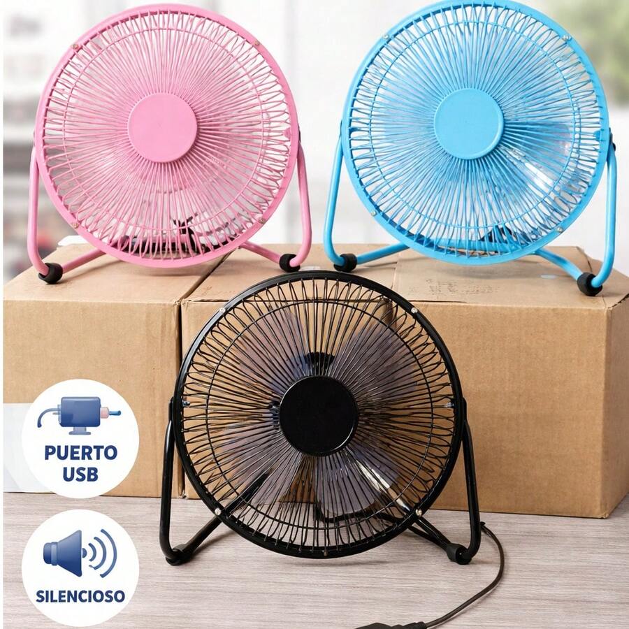 ✨ Ventilador Mini USB 8 Pulgadas  | Portátil y Silencioso | Ajuste de Ángulo | Ideal para Oficina, Escritorio y Hogar | Bajo Consumo | Disponible en Rosa, Azul y Negro : Estructura metálica con aspas de plástico resistente. Fuente de alimentación: USB 5V (incluye cable). No incluye adaptador de corriente. - Ver 1