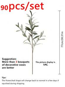 1/3pcs Artificial Olive Leaf Branches, Fake Olive Leaves, Artificial Plants Olive Leaves, Green Leaves Spray Suitable For Tall Vases, Home, Living Room, Wedding, Dining Table Decor - Green - View 9