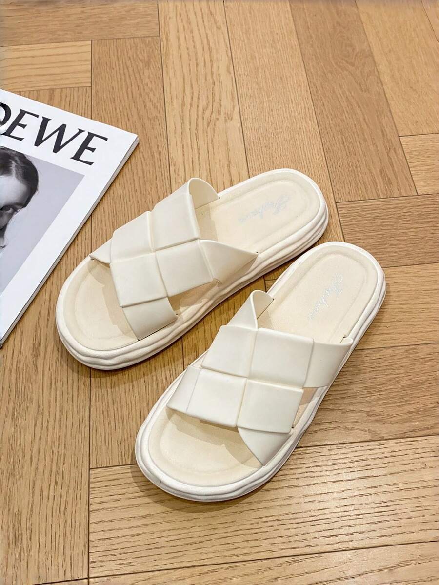 女士沙滩凉鞋，白色夏季凉鞋，新款女士交叉绑带凉鞋，拖鞋，优雅女士凉鞋，女士厚底凉鞋，舒适女士凉鞋，女士度假凉鞋，女士凉鞋，拖鞋，女士休闲凉鞋 - 白色 - 查看 1