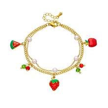 1条新鲜水果造型简约不锈钢男士手链，不褪色 - 草莓 - 查看 5